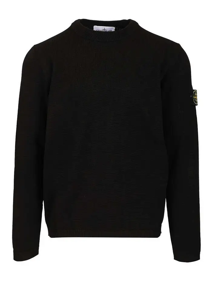 Stone Island Maglia in cotone micropunto Nero