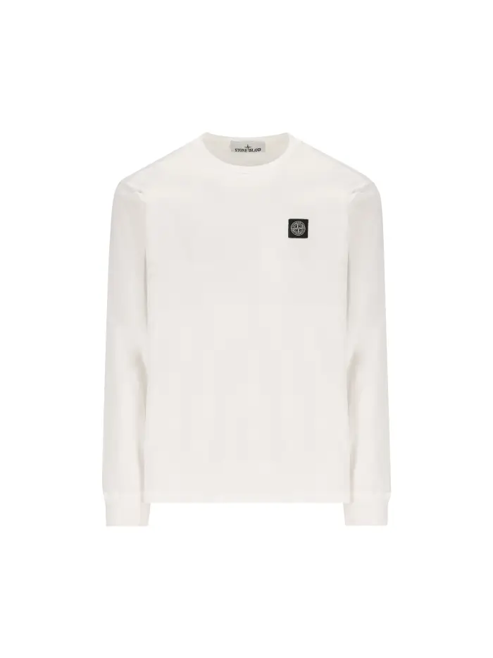 T-shirt a manica lunga in jersey di cotone BIANCO