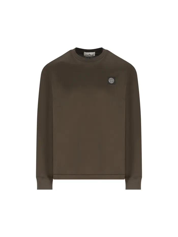 T-shirt a manica lunga in jersey di cotone MARRONE