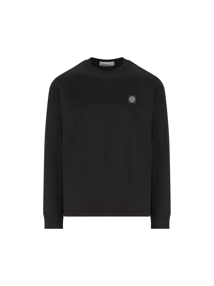 T-shirt a manica lunga in jersey di cotone NERO