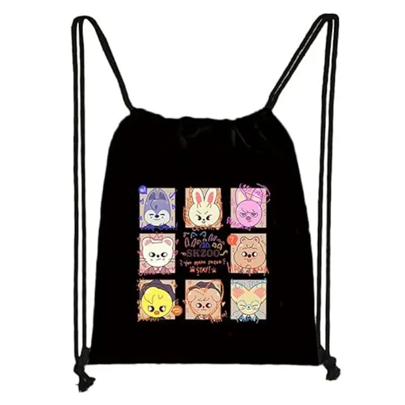 SCISSH Stray-Kids - Zaino in tela con coulisse, per la scuola, D