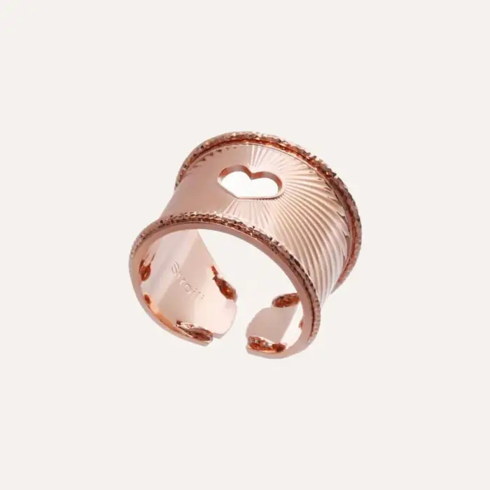 Stroili Anello cuore a fascia in bronzo rosato Rosa