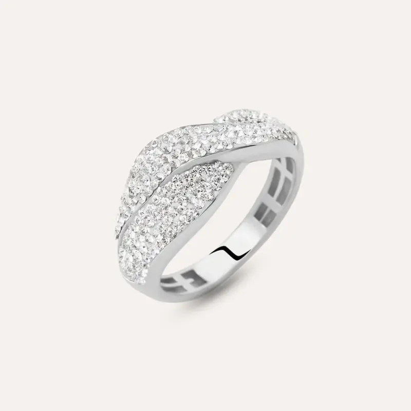 Stroili Anello Fascia Christelle Oro Bianco Cristallo