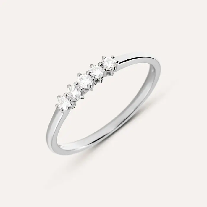 Anello Riviere Grace Oro Bianco Diamante