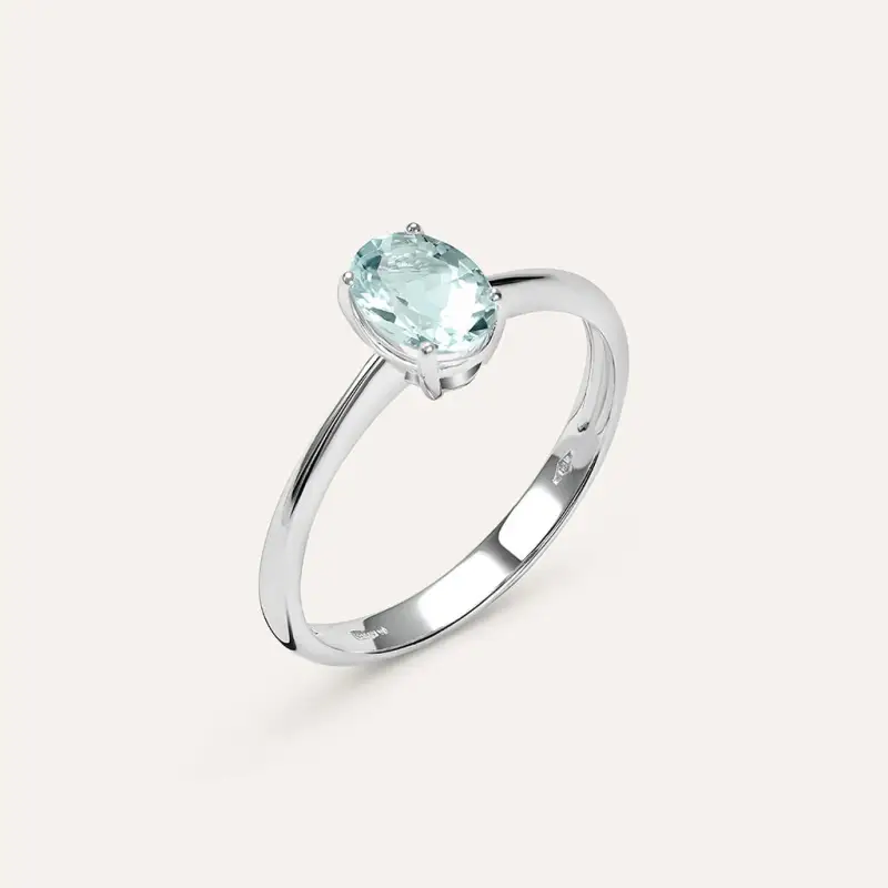 Stroili Anello Solitario Acquamarina Oro Bianco Acquamarina
