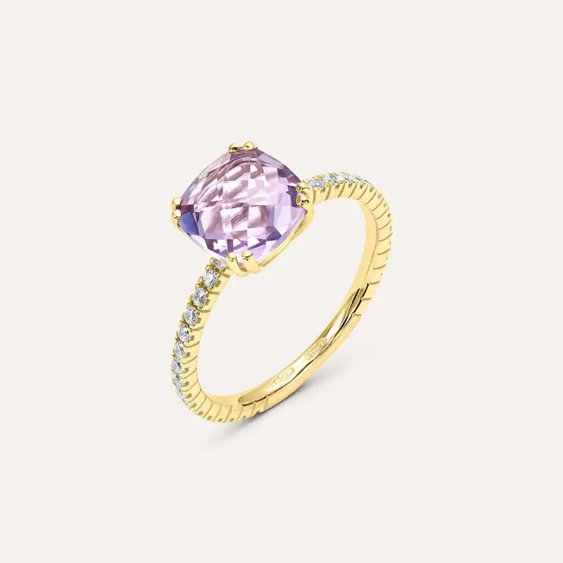 Stroili Anello Solitario Amélie Oro Giallo Ametista Cubic Zirconia