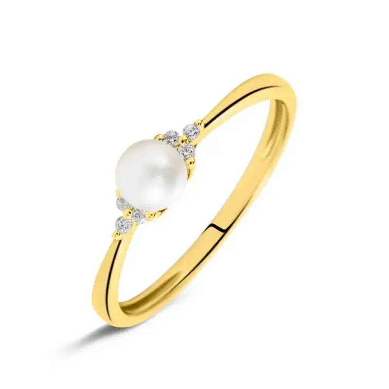 Stroili Anello Solitario Gabrielle Oro Giallo Perla D Acqua Dolce Cubic Zirconia