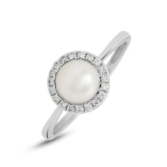 Stroili Anello Solitario Gabrielle Precious Oro Bianco Perla D Acqua Dolce Diamante