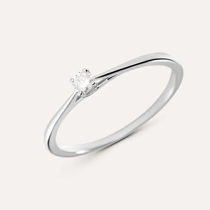 Anello Solitario Grace Oro Bianco Diamante