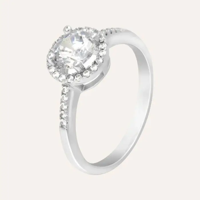 Stroili Anello Solitario Silver Elegance Argento Rodiato Cubic Zirconia Bianco