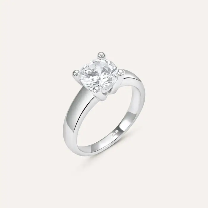 Stroili Anello Solitario Silver Elegance Argento Rodiato Cubic Zirconia Bianco