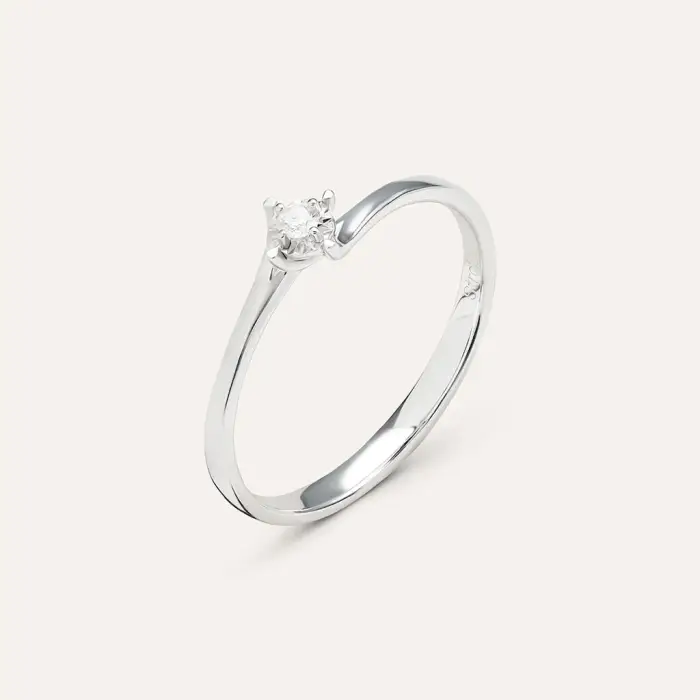 Stroili Anello Solitario Valentino Diamotion Oro Bianco Diamante