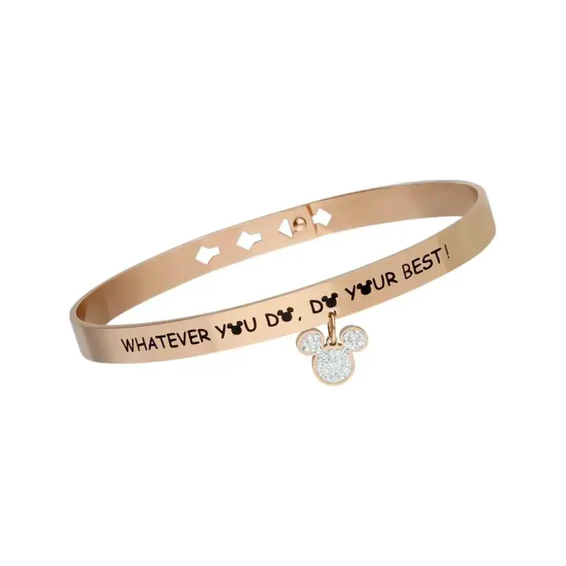 Stroili Bangle Lady Message Acciaio Rosato Disney e Cristalli