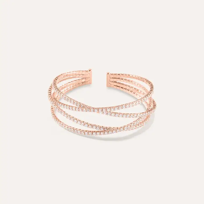 Bangle Romantic Shine Metallo Rosa Cristallo