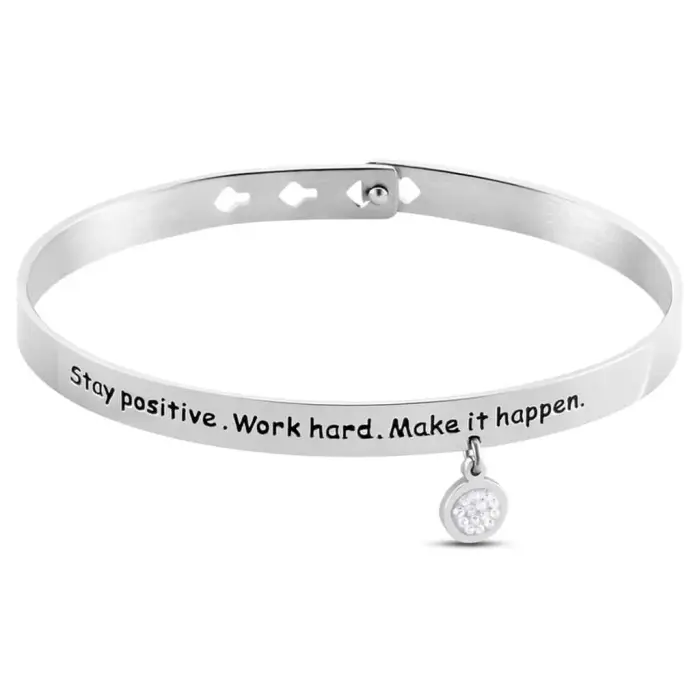 Stroili Bangle Sunrise Acciaio Cristallo Bianco
