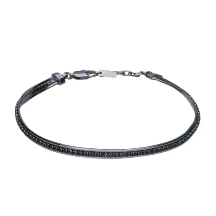 Stroili Bracciale Tennis Gentleman Argento Nero Cubic Zirconia
