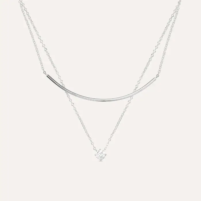 Stroili Collana Punto Luce Silver Elegance Argento Rodiato Cubic Zirconia