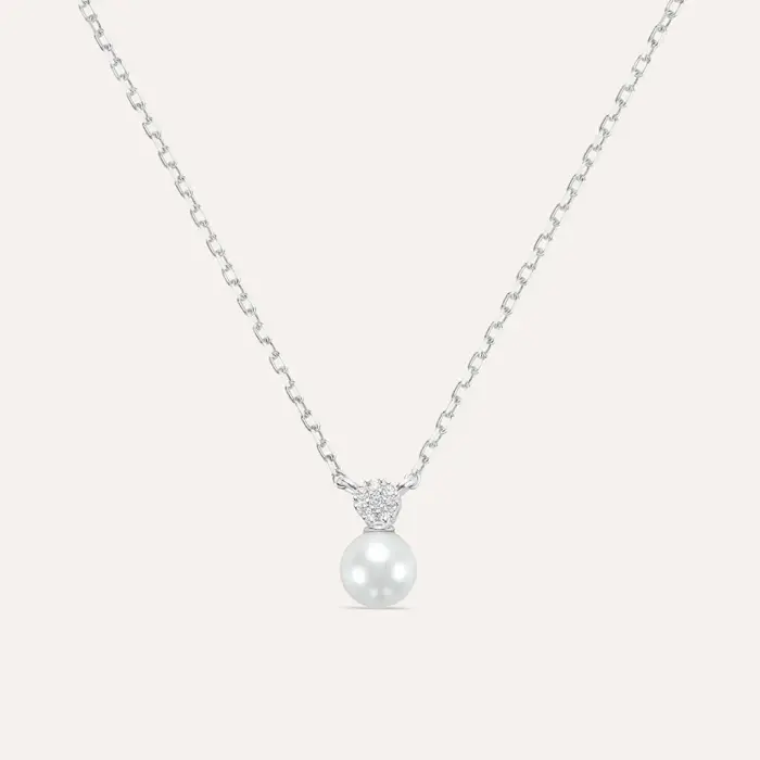 Collana Silver Pearls Argento Rodiato Perla sintentica Cubic Zirconia Bianco