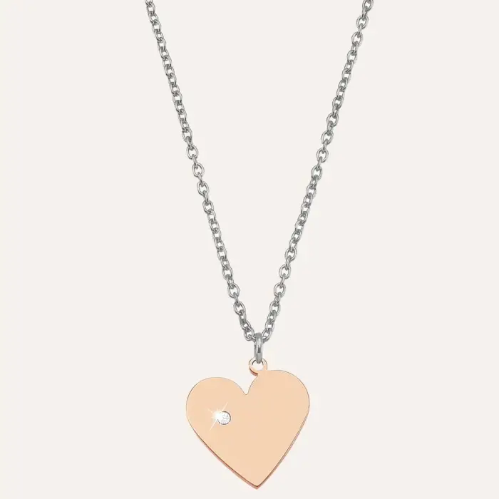 Stroili Girocollo cuore in acciaio bicolore e cristalli