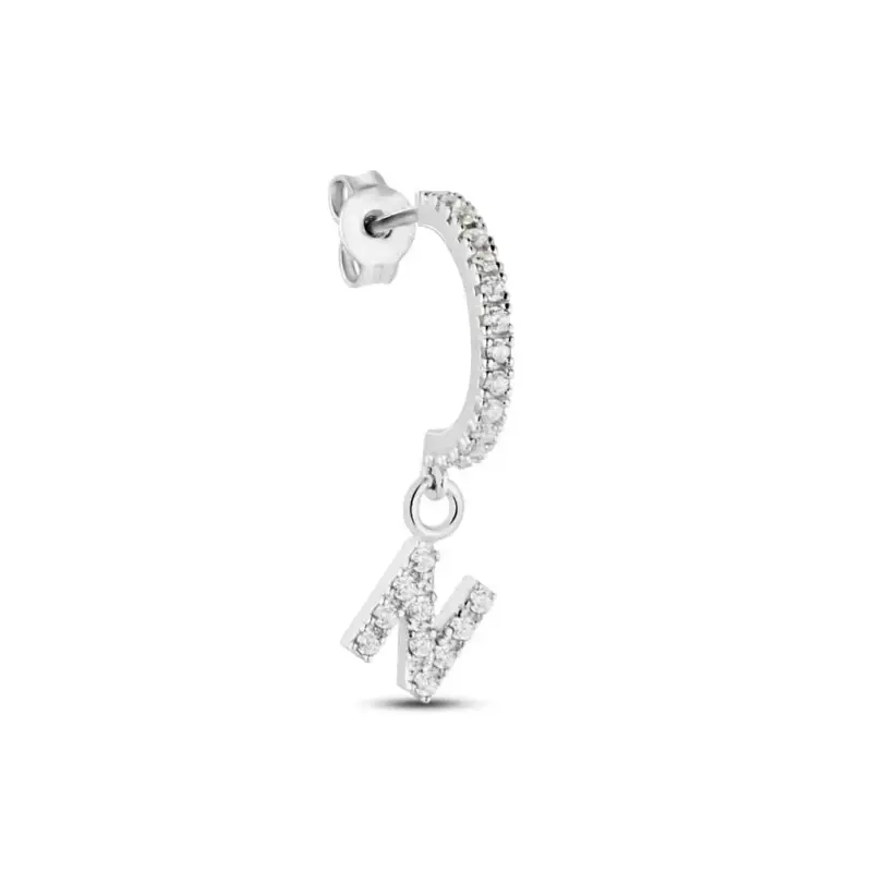 Stroili Mono Orecchino A Cerchio Silver Moments Argento Rodiato Cubic Zirconia