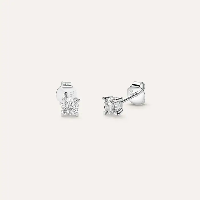 Stroili Orecchini Lobo Punto Luce Diamotion Oro Bianco Diamante