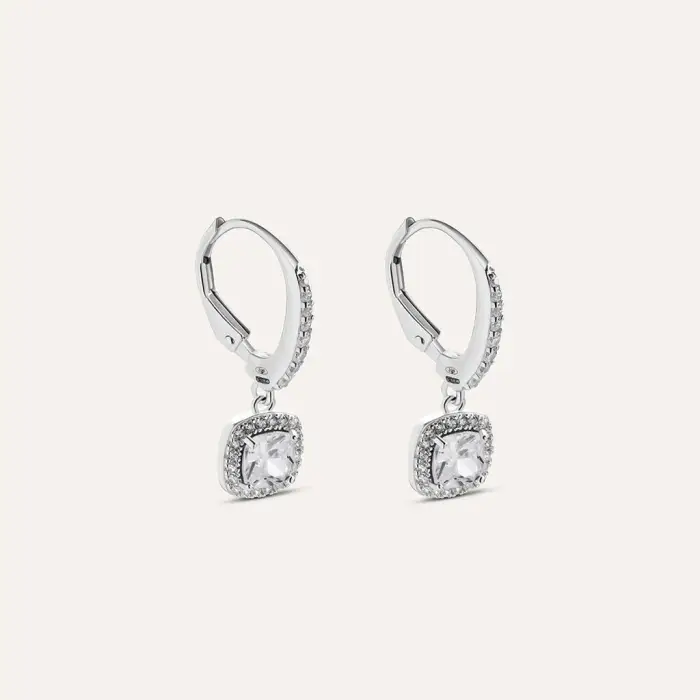 Orecchini Lobo Silver Elegance Argento Rodiato Cubic Zirconia Bianco