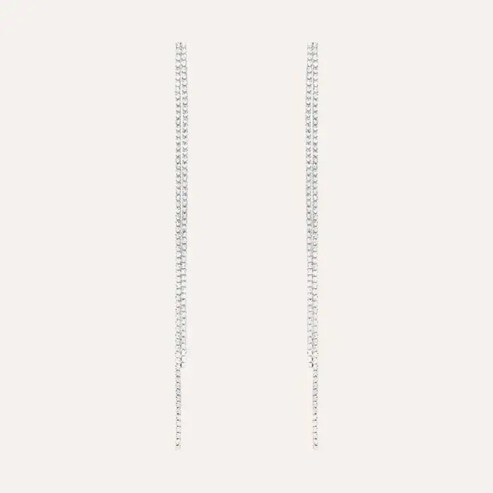 Orecchini Pendenti Tennis Romantic Shine Metallo Cristallo Bianco