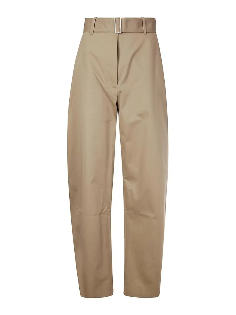 Pantaloni a gamba tonda con cintura Beige