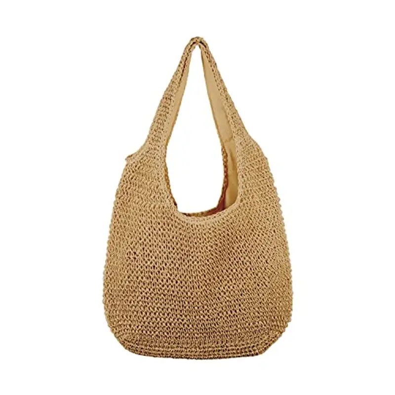 SUKUTU Borsa da Spiaggia Grande in Rattan di Paglia da Donna Borse Hobo Borsa da Donna in Paglia intrecciata a mano Estiva