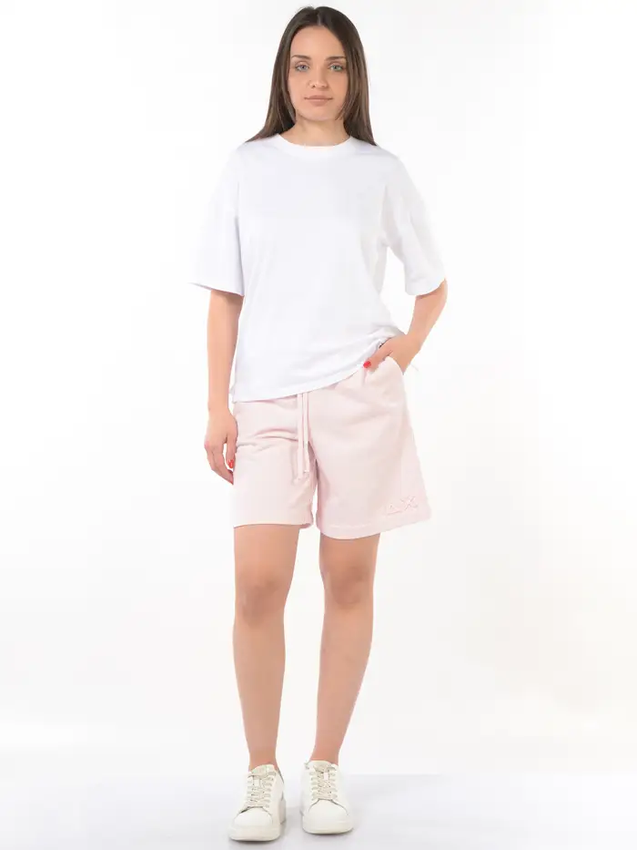 SUN68 bermuda da donna in felpa con tasche ROSA