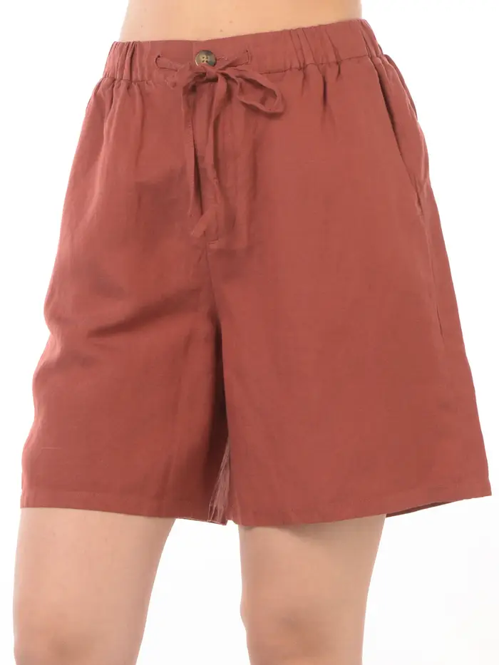SUN68 bermuda da donna in misto lino con elastico Arancio