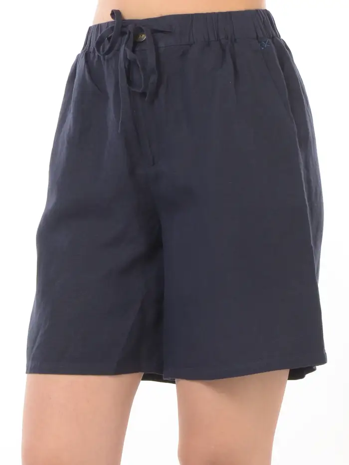 SUN68 bermuda da donna in misto lino con elastico Blu