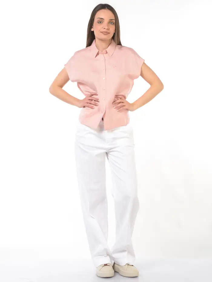 SUN68 camicia da donna boxy a manica corta ROSA
