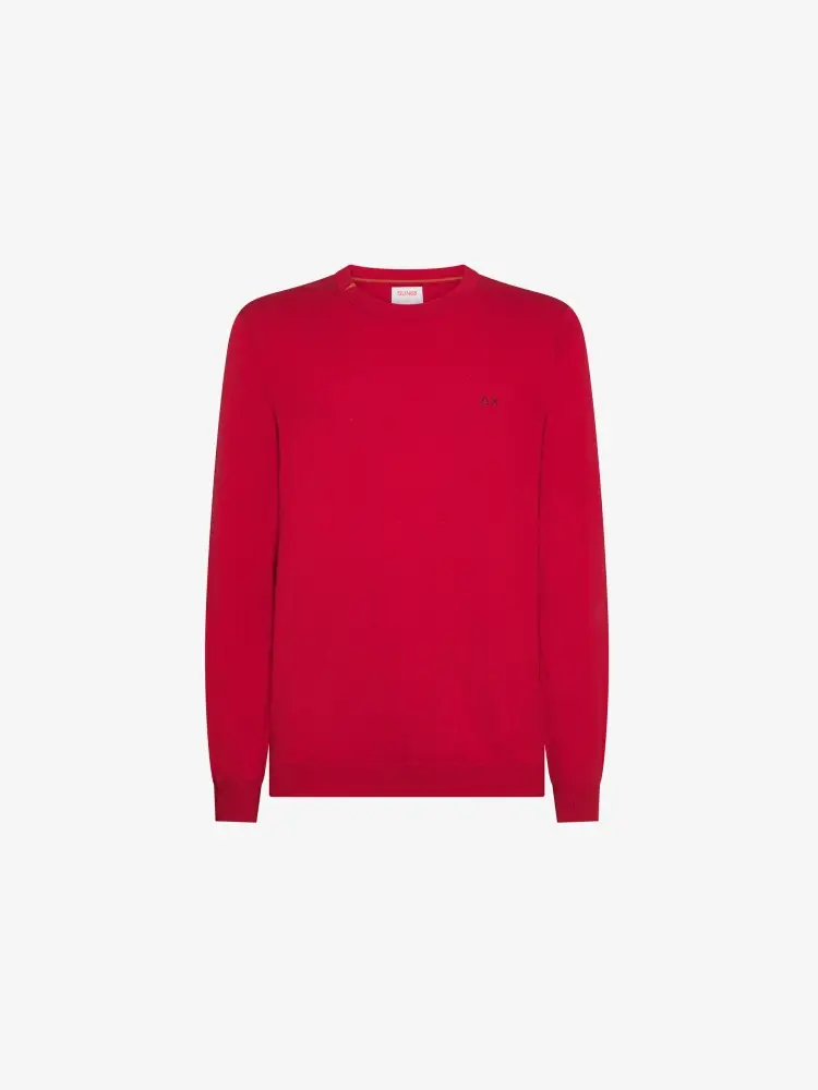 maglia rosso uomo in misto lana mini logo sul petto