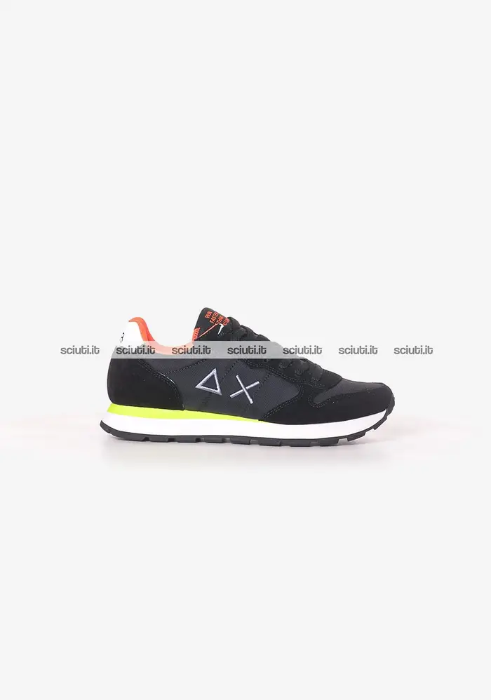 Scarpe SUN68 uomo nere Tom fluo