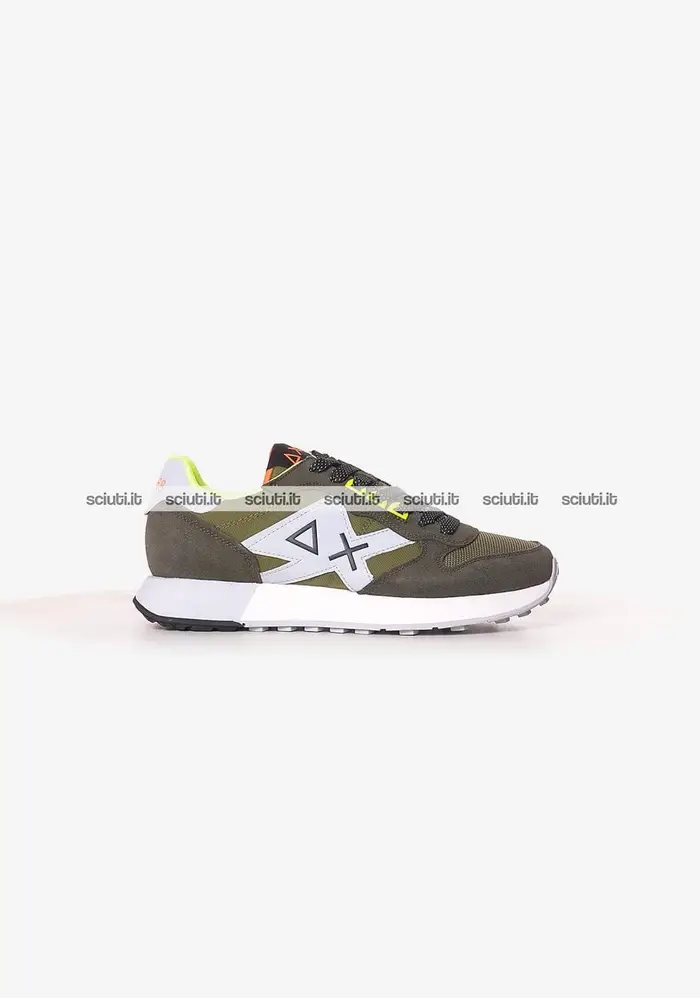 SUN68 Scarpe uomo verde militare Jaki 2 0 fluo