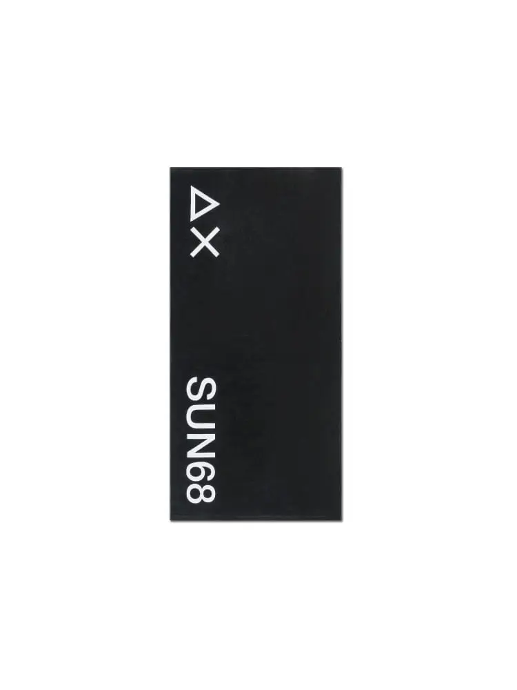 Sun68 telo mare in spugna di cotone nero con logo
