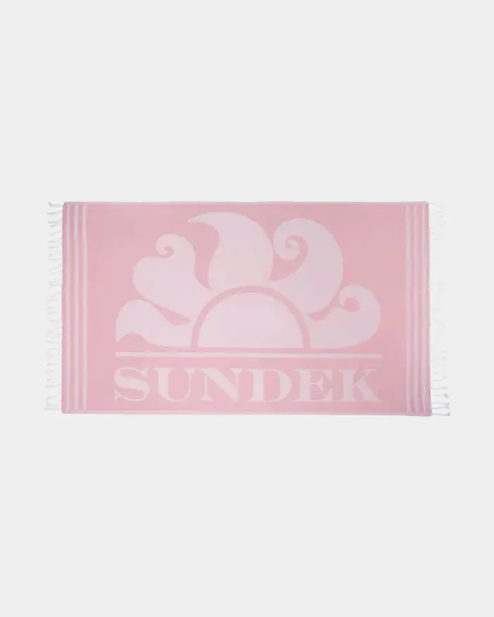 Telo mare fouta Sundek rosa in spugna leggera con logo jacquard