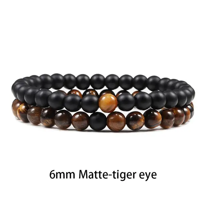 SunFlowers Story Set Bracciale Coppie Distanza Nero Bianco Pietra lavica naturale Occhio di tigre Braccialetti yoga con perline per uomo