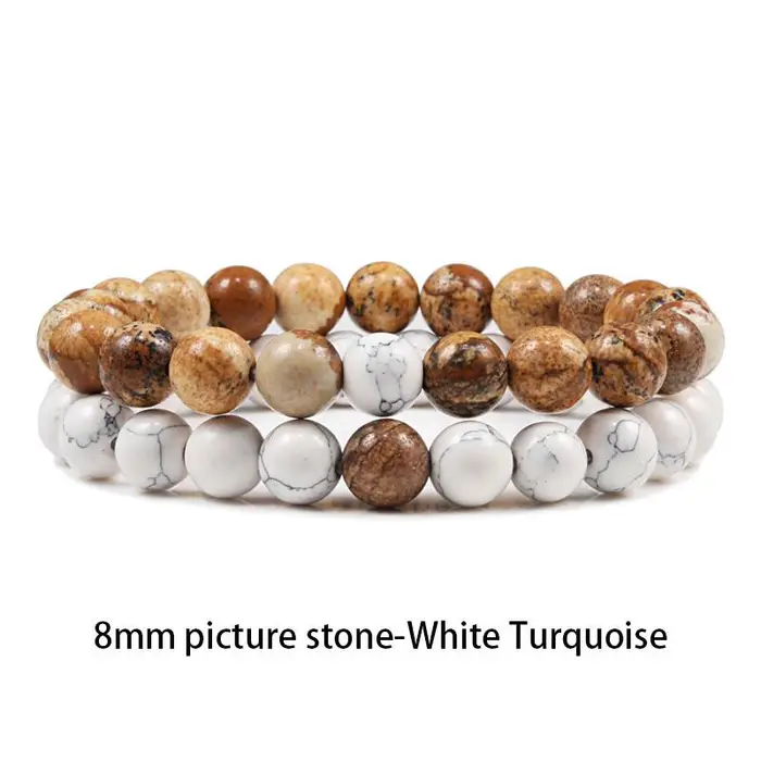 SunFlowers Story Set Bracciale Coppie Distanza Nero Bianco Pietra lavica naturale Occhio di tigre Braccialetti yoga con perline per uomo