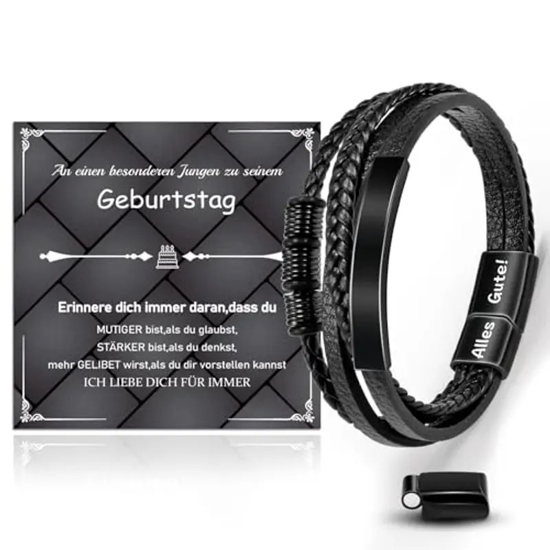 SUNSH Regali Di Compleanno per Ragazzo, Bracciale Di Compleanno, Regalo Da Uomo/Ragazzo, Bracciale Da Uomo