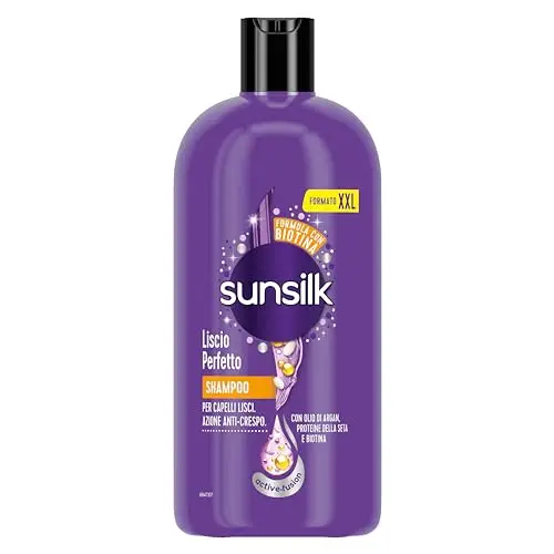 Sunsilk Shampoo Liscio Perfetto, Shampoo per Capelli Lisci a Lungo e Setosi, Formula Active Fusion con Olio di Argan