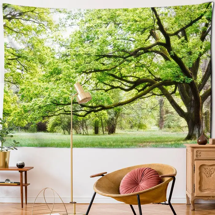 Super Six Arazzo da parete con paesaggio di piante verdi, protezione ambientale naturale, hippie, bohémien, decorazione da parete per