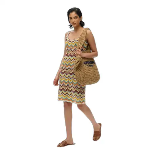 Superdry Abito corto in maglia zigzag donna Vert