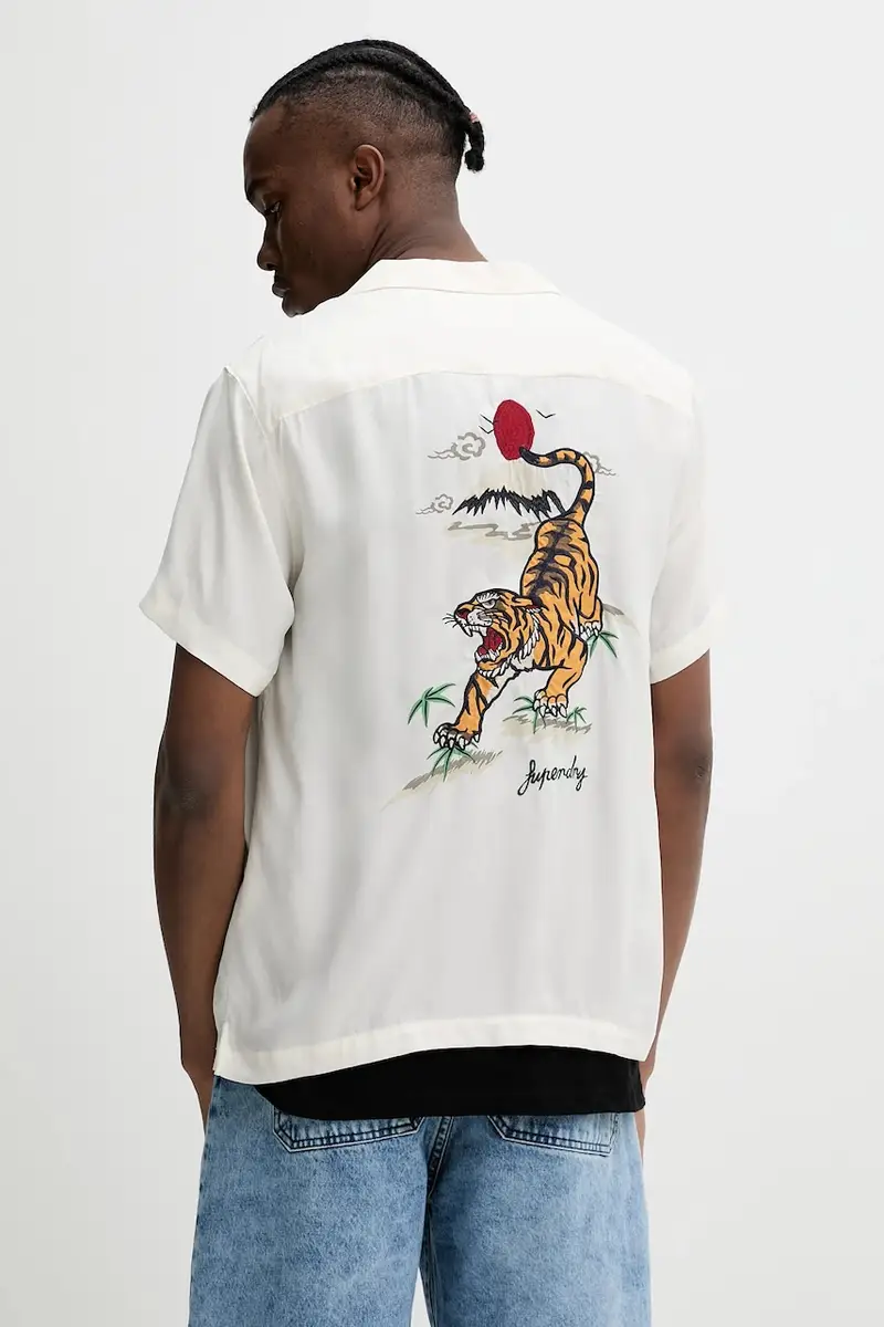 Superdry camicia uomo colore beige M4010938A-1JE