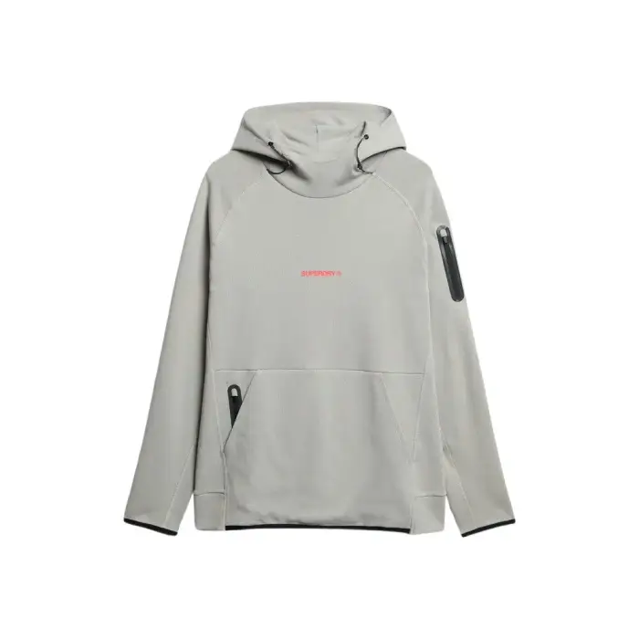 Felpa con cappuccio, aderente, con cappuccio Superdry Tech Logo Gris