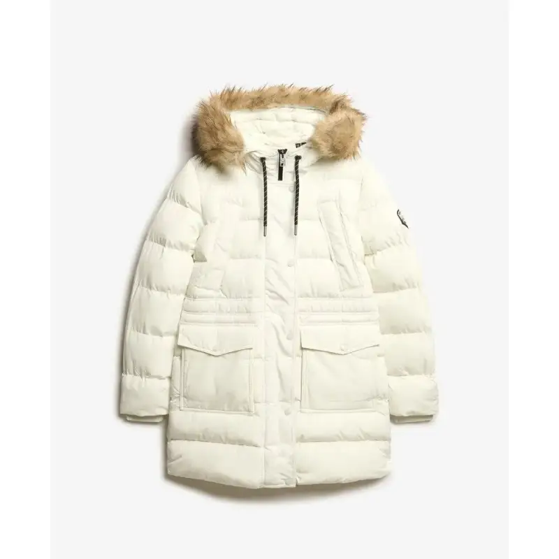 Superdry Giacca imbottita metà lunghezza in pelliccia sintetica da donna