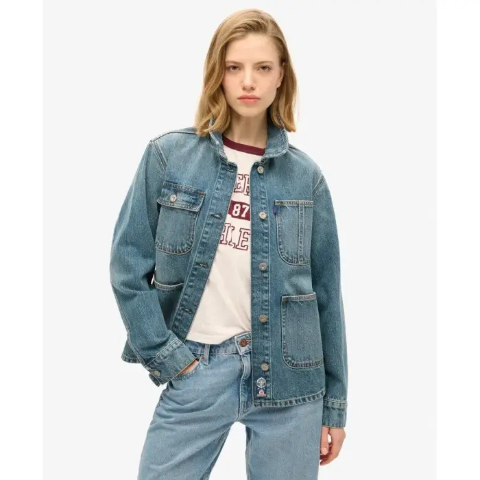 Giacca in jeans ricamata donna Superdry Chore