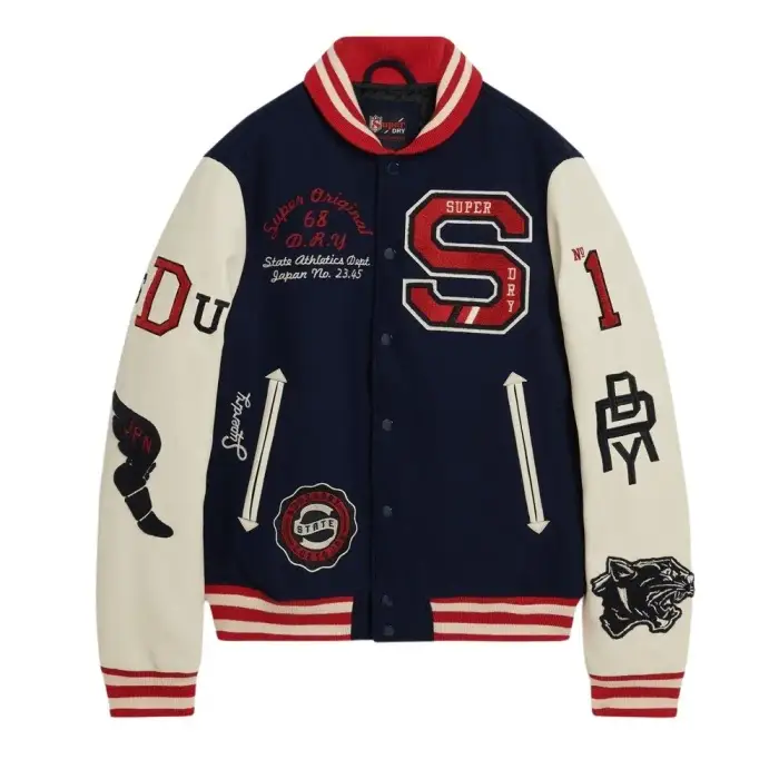 Giacca patch Superdry College Varsity Bleu