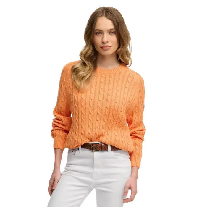 Superdry Maglione collo alto a trecce casual da donna Orange
